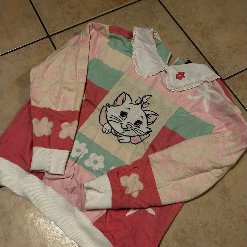 Disney The Aristocats Marie Floral Collared Women's Sweater - BoxLunch Exclusive - Picture 3 of 5